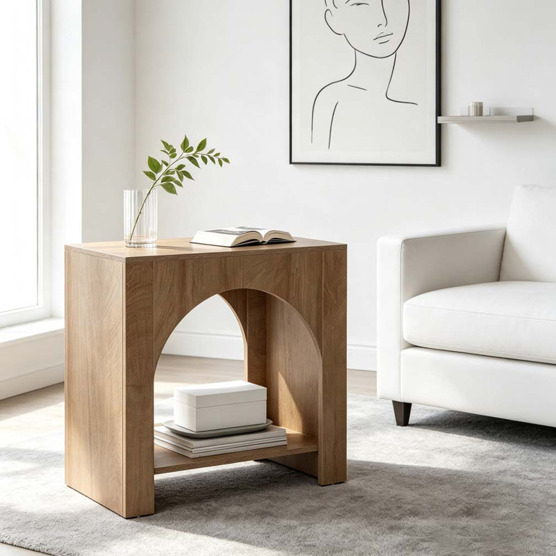 2-Tier Square Side Table with Storage Shelf
