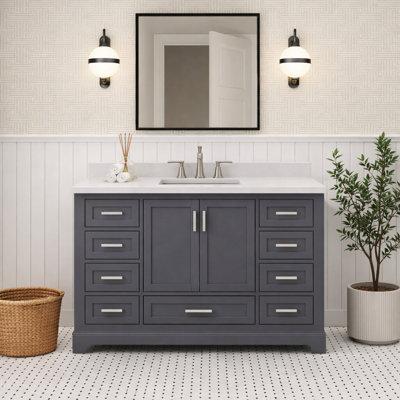 Maya 48 In. Bath Vanity Cabinet With Top In Charcoal Grey Assembled