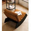 Chaise berçante en chenille de style rétro en bois massif, convenant au salon-130462472-130462469