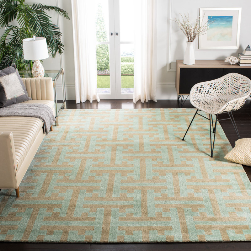 Tapis abstrait en laine et viscose touffetés à la main Simryn, Rectangle 2 pi x 3 pi