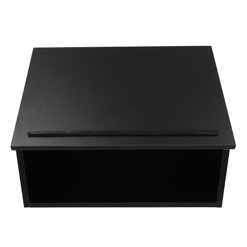 Black Wood Tabletop Lectern with Storage Shelf