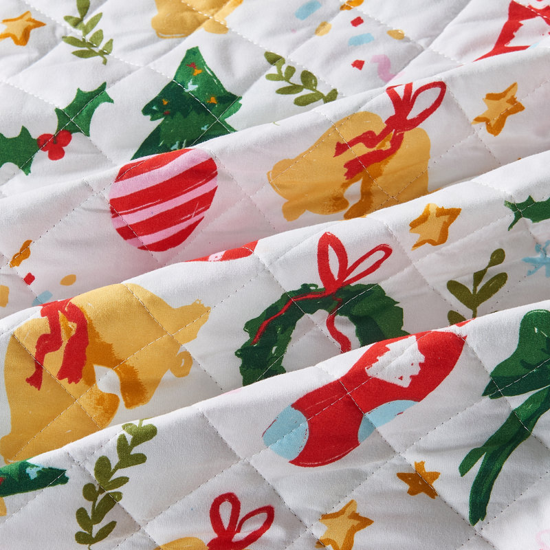 Vibrant & Cheerful Christmas Quilt Set, California King Quilt  + 2 King Shams, Celebration