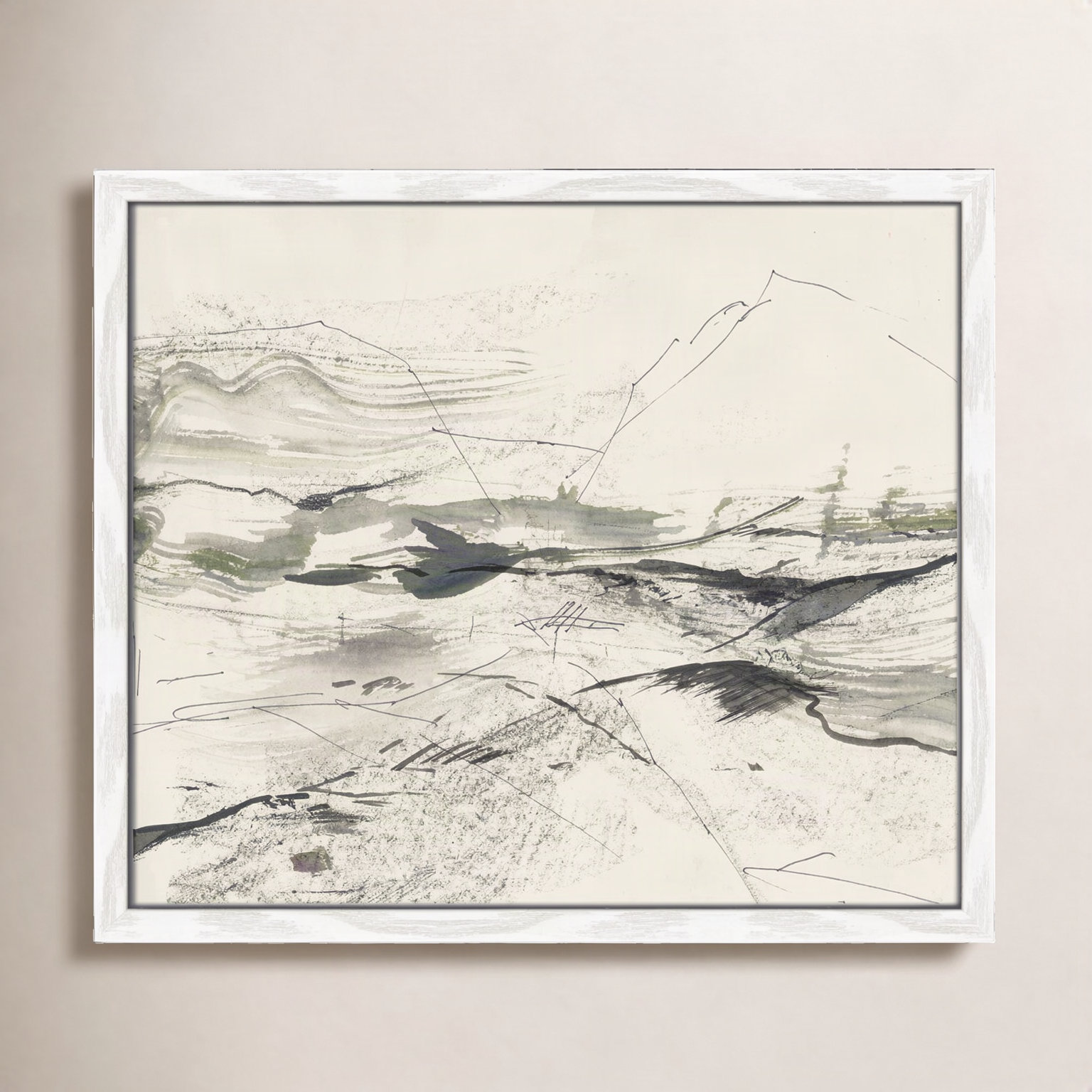 Green Sketches Print by PI Studio, No Mat, Black Slim Picture Framed, 16" H x 19" W x 0.75" D