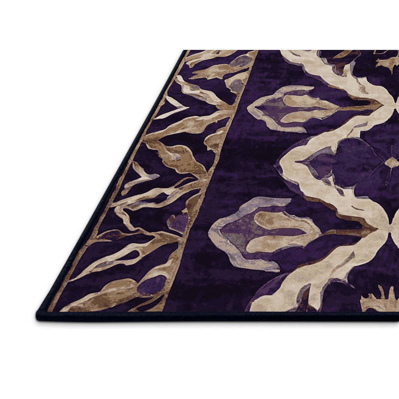 Tapis mauve soyeux et moelleux, Rectangulaire 3 pi x 5 pi