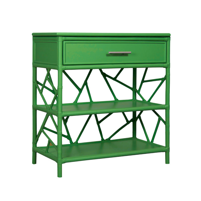 End Table with Storage, Bright Green