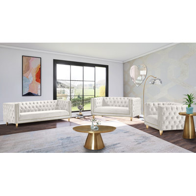 Michelle 90" Velvet Tuxedo Arm Sofa