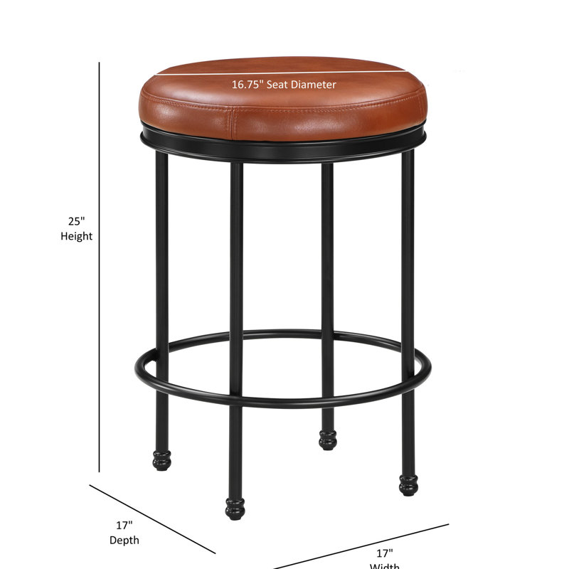 Tabouret de comptoir en similicuir - structure en métal résistant aux éclats, conception sans dossier, base de repose-pieds réglable, rembourrage confortable, aucun assemblage requis