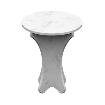 Natural Carrara White Marble Round Side Table with Sturdy Mortise and Tenon Base, Natural Marble Coffee Table for Living Room, Patio & Balcony