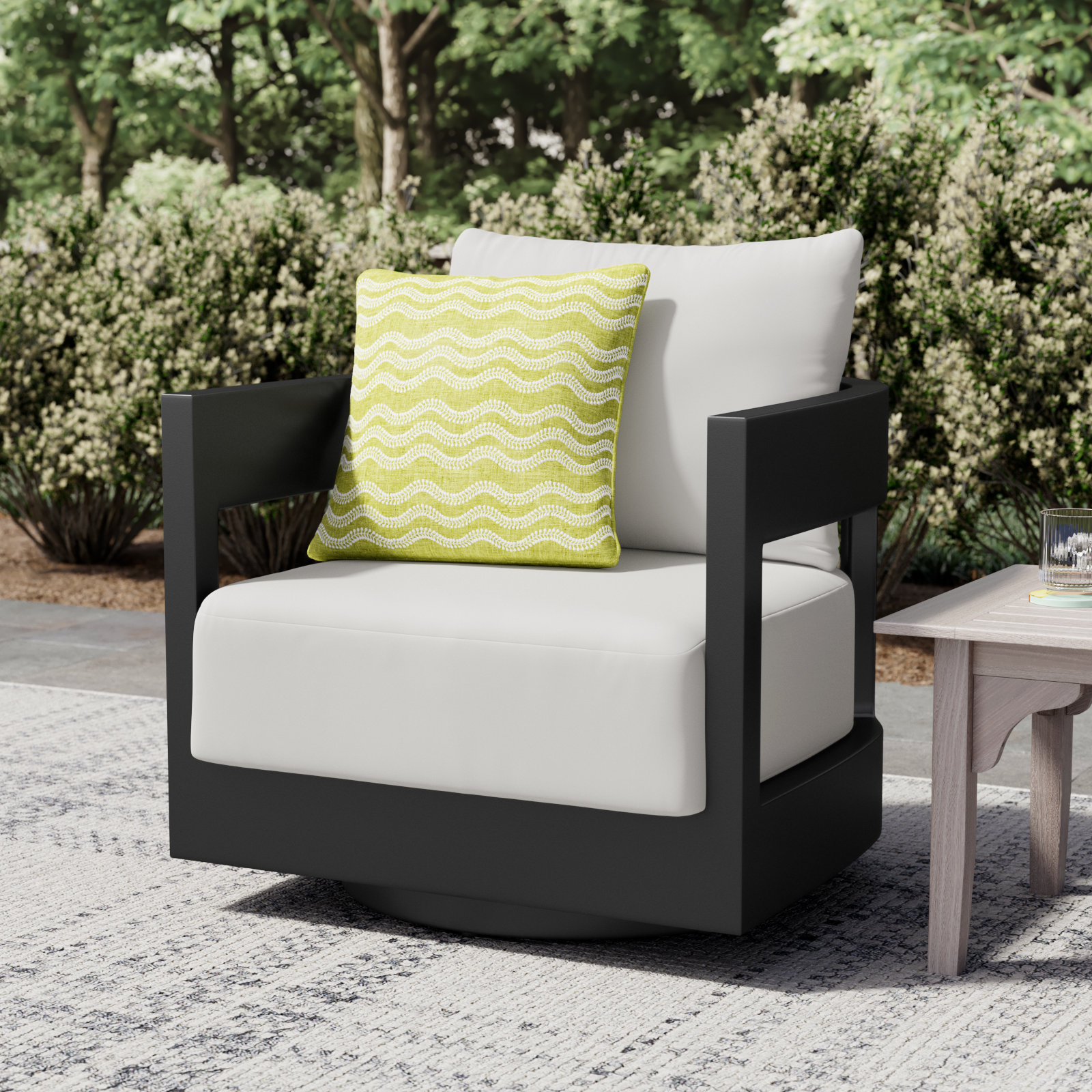 Everlee Metal Outdoor Swivel Chair