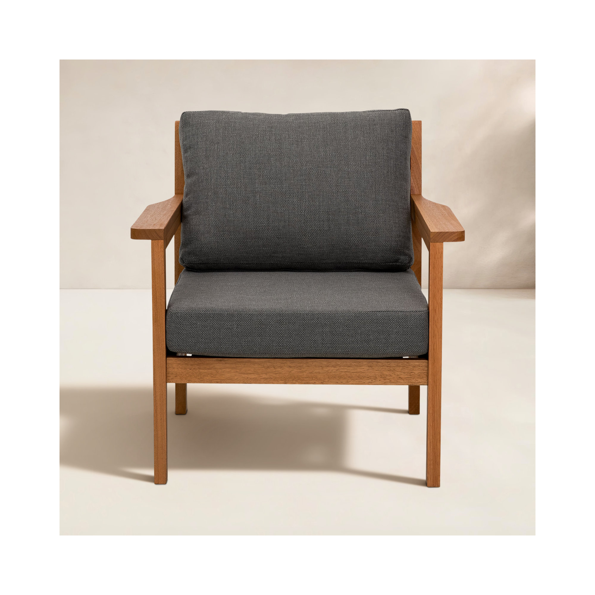 Lanie Eucalyptus Patio Chair with Cushion, Gray