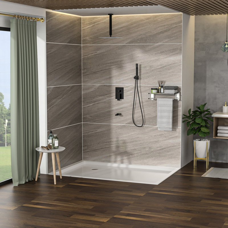 Douche de plafond avec bec de baignoire en cascade et entrée de trou en bronze huilé à un trou, Bronze huilé