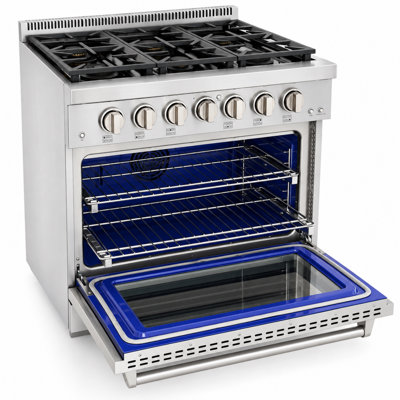 36 in. 5.2 cu. ft. Natural Gas Range and Convection Oven in Black with True Simmer Burners