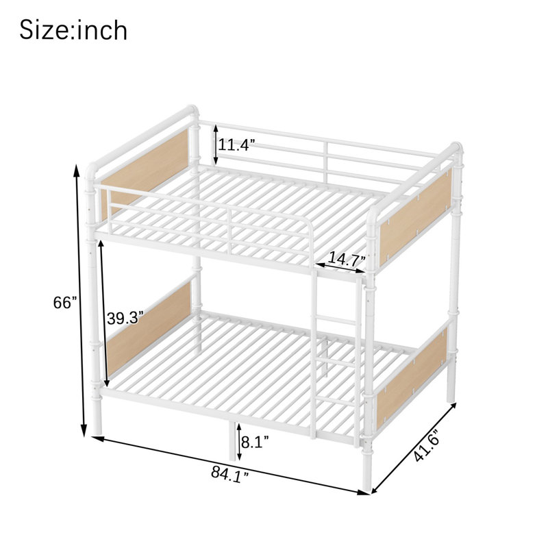 Twin XL Over Twin XL Metal Bunk Bed for Teens and Adults, White