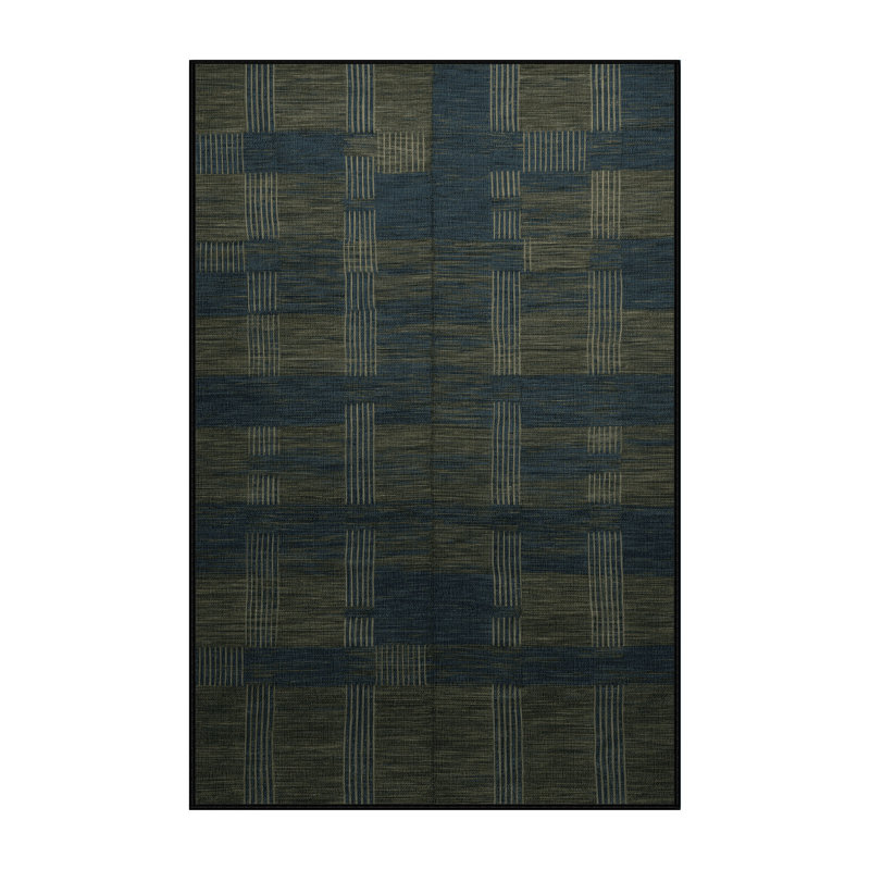 Tapis gris à carreaux lavable à la machine, Rectangulaire 2 pi x 3 pi