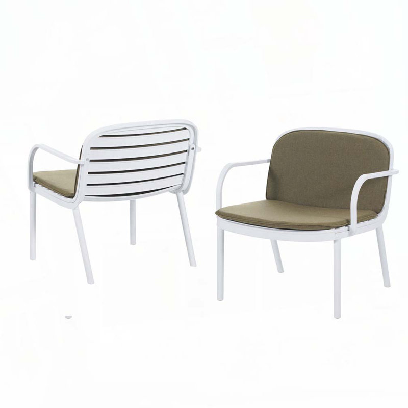 Fauteuil club d'extérieur en PP, Vert, Blanc
