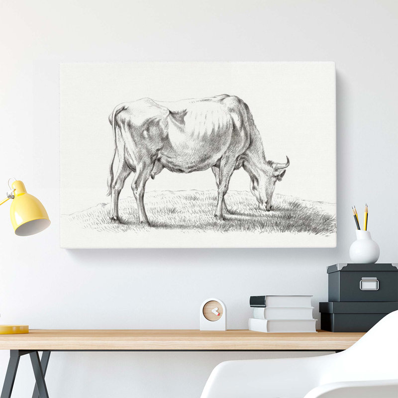 A Grazing Cow by Jean Bernard - Wrapped Canvas, 50cm H x 76cm W x 3cm D