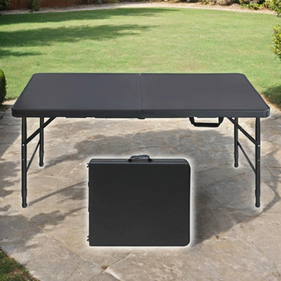 Table pliante portative 4 pieds pour le camping, l'intérieur et l'extérieur - Capacité de 135 kg, noir