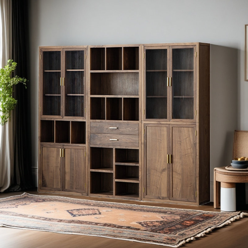 New Chinese wooden bookcase, Dark Brown