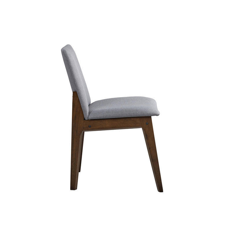 Ensemble de 2 chaises d'appoint Kaela en tissu gris clair et finition noyer