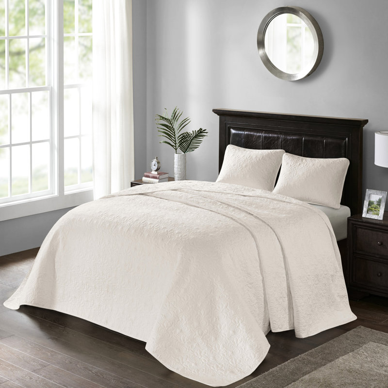 Couvre-lit réversible grand format crème - rembourrage en coton prélavé pour plus de chaleur, élégance matelassée, matelas profond surdimensionné, 2 taies décoratives incluses