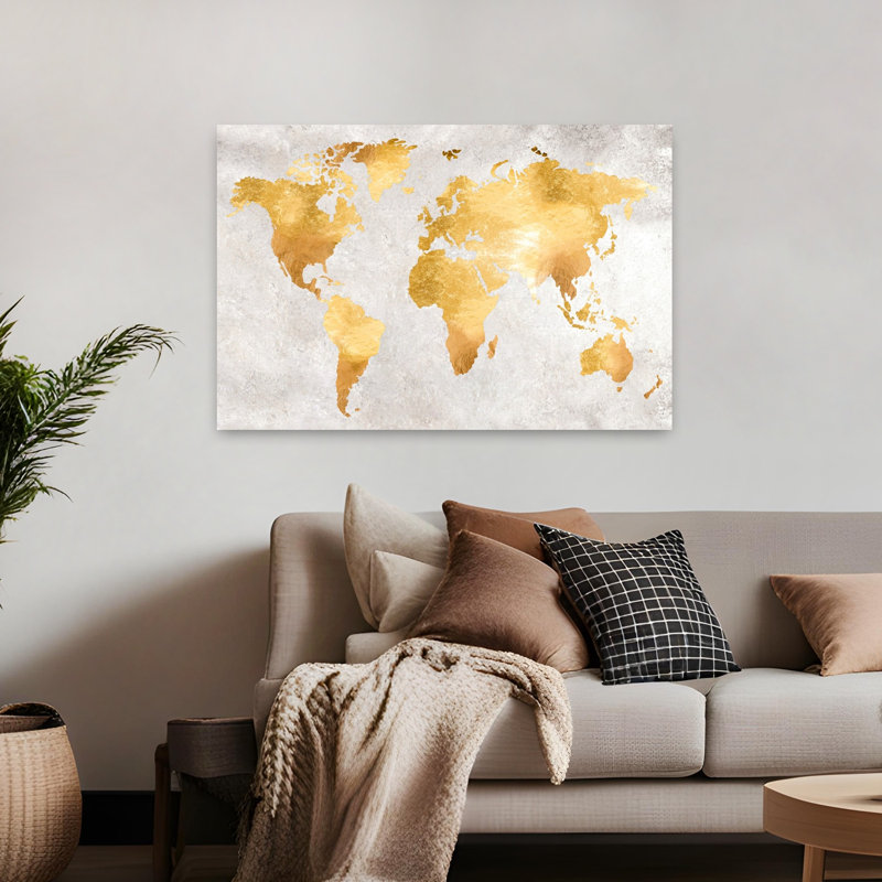 «Gold World», art abstrait contemporain, H 32 po x l 48 po