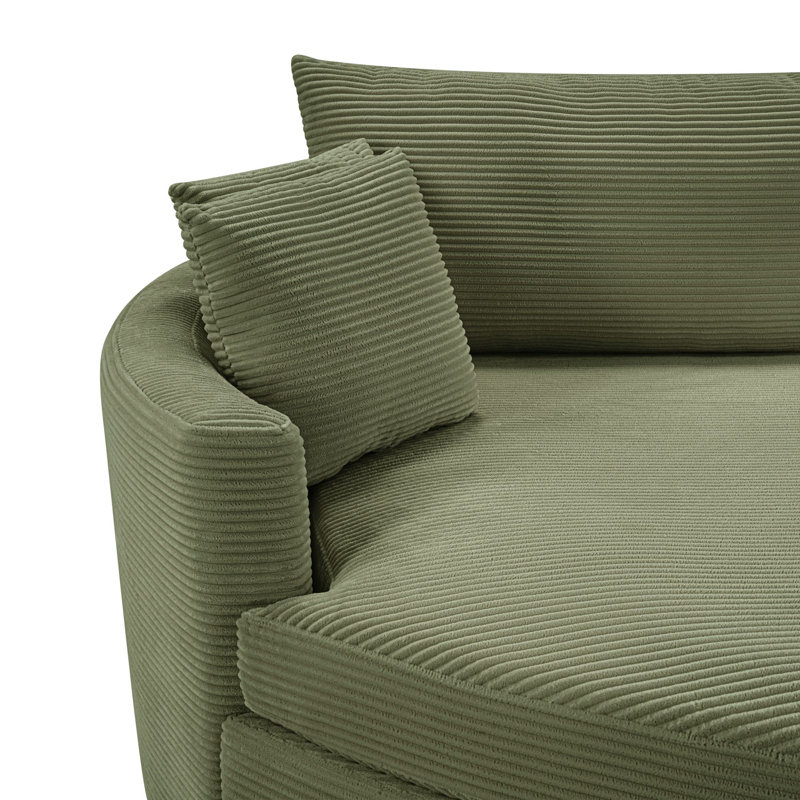 102.3" Chaise Lounge Sofa Bed, Green Corduroy