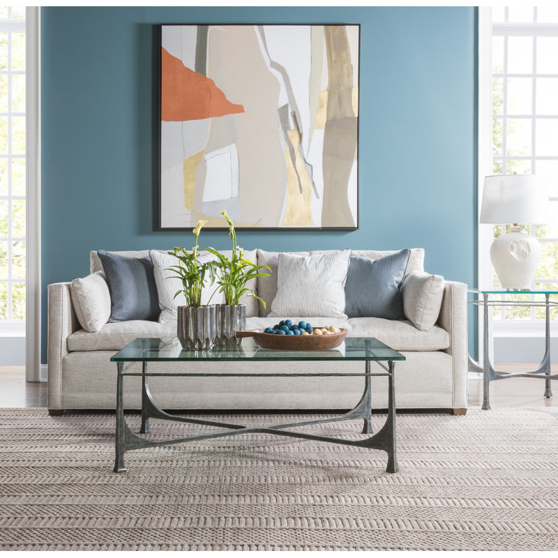 Bruno Rectangular Glass and Metal Coffee Table