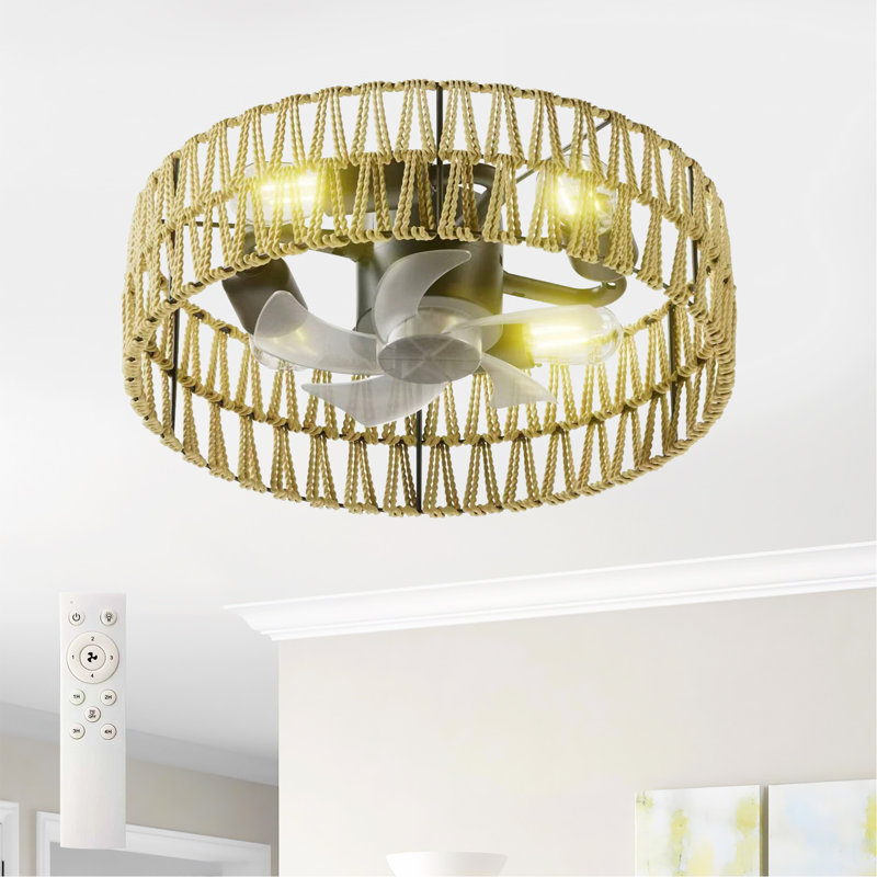 Ventilateur de plafond à 5 pales avec télécommande et ventilateur encastré à profil bas pour cuisine