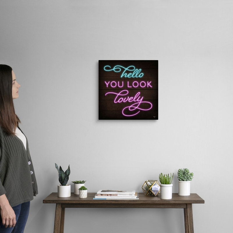 «Neon Hello Mollie B.», reproduction d'art sur toile tendue, Toile tendue, H 16 po x l 16 po x P 1,25 po