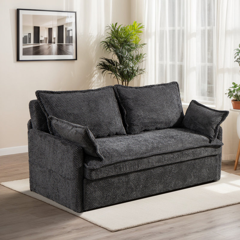 59.5" Convertible Sofa Bed 2-in-1 Upholstered Reclining Sleeper Sofa Couch Bed with Side Storage and USB/C-TYPE