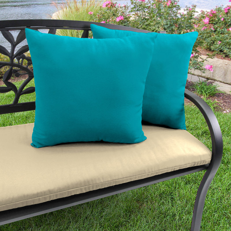 Coussin extérieur 16 po x 16 po (ensemble de 2), Turquoise Davinci