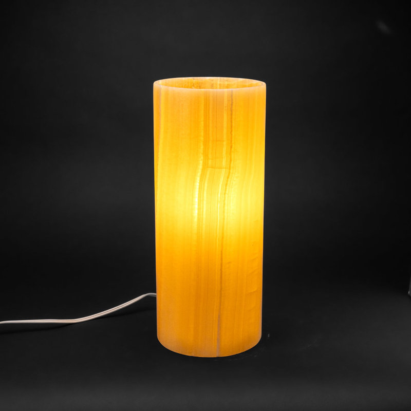 Genuine Round Banded Orange Onyx Lamp (16", 8 Lbs)