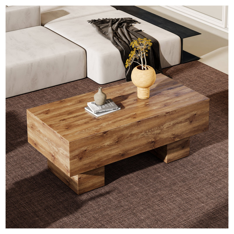 Table basse rectangulaire moderne en bois - Centre de table rustique en panneau de fibres à densité moyenne