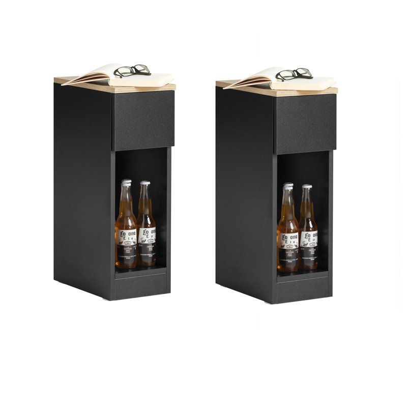 Mikhaela 1 Drawer Bedside Table, Black