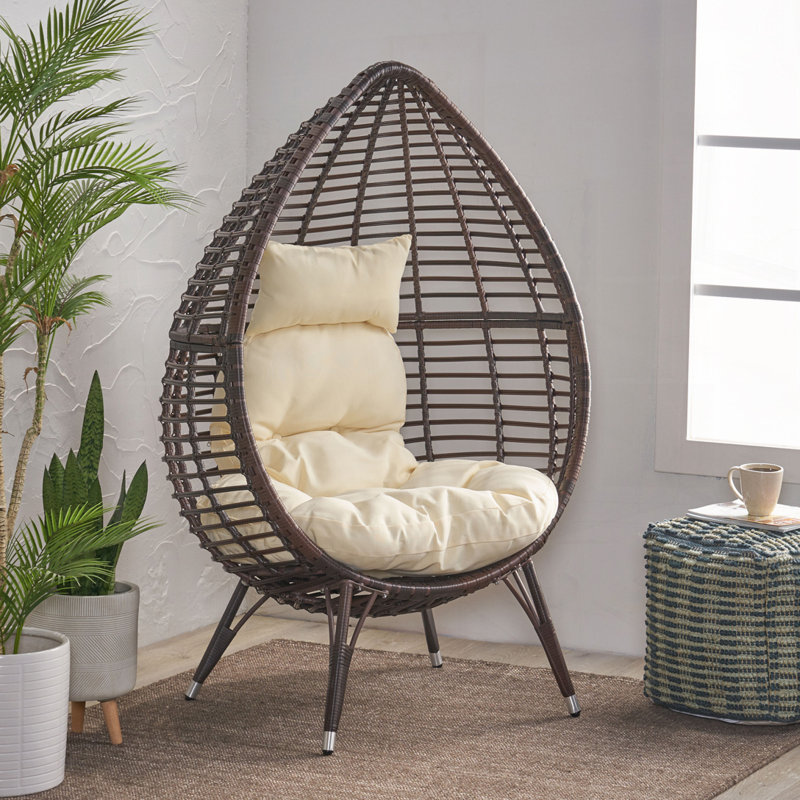 Chaise longue d'extérieur en osier Papasan, Brun