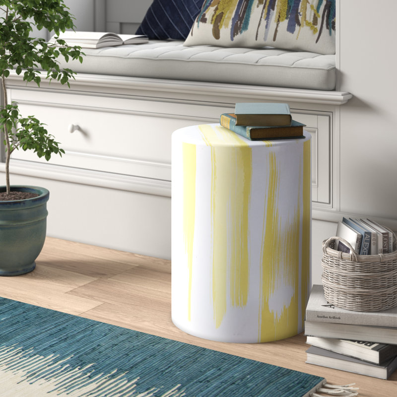 Tabouret d'appoint en céramique Gwendolyn, Jaune