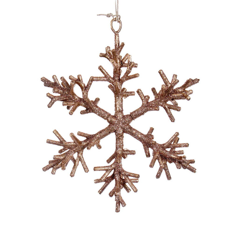 Ornement en forme de flocon de neige de 6,5 po. Comprend 6 pièces par sac., Or rose