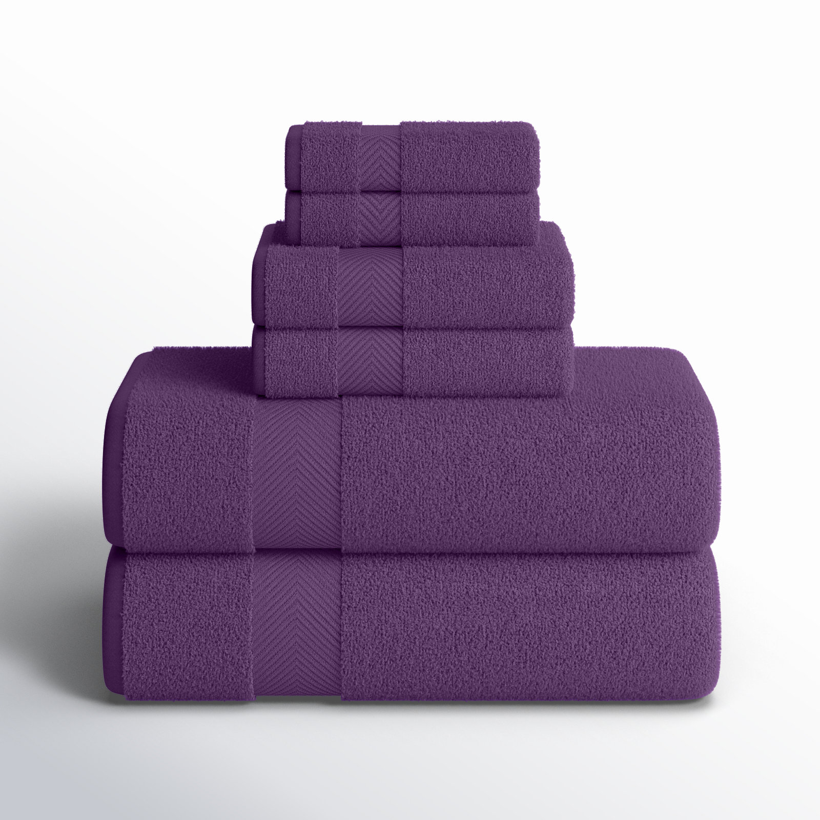 Hamachi 6-Piece Cotton Towel Set, Grape Seed, 6 Piece Towel Set