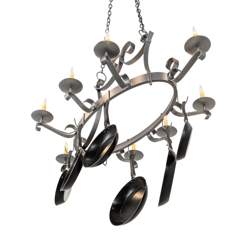 53" Long Laramie 8 Light Pot Rack