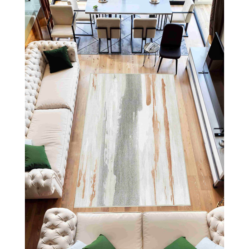 Melnick Machine Washable Living Room Rug Design 7707 - 5X8 (5'2"X7'5"), Grey