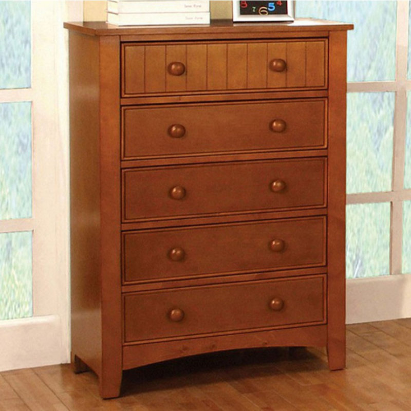 Commode 5 tiroirs Gabrialle, Chêne