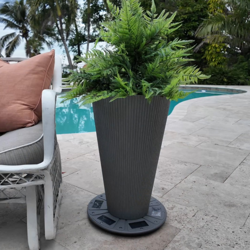 Base de jardinière 15 "avec éclairage solaire - Gris, Gris