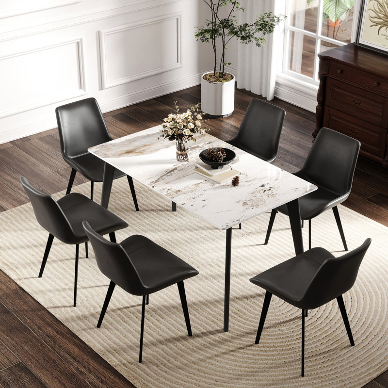 Table de salle à manger Modern, H 29,65 po x L 55,22 po x l 32,4 po, Blanc