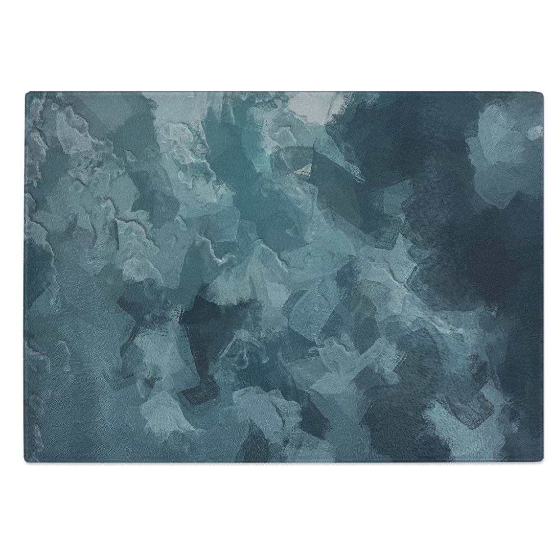 Tempered Glass Teal Skies in Abstract Chopping Board