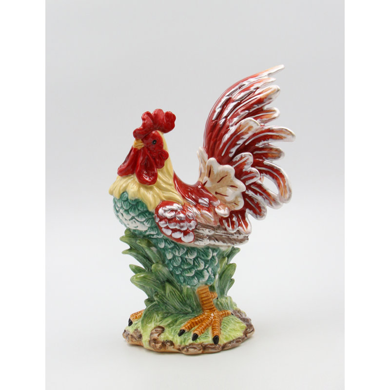 Figurine coq, H 10,88 po x l 5,5 po x P 7,5 po