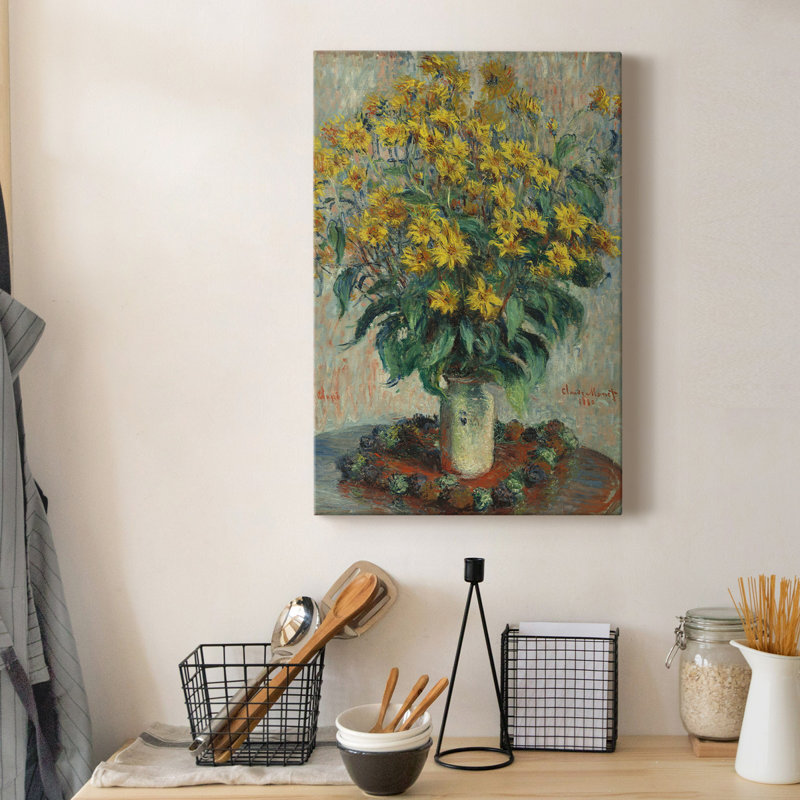 Fleurs de topinambour - Peinture sur toile tendue, H 60 po x l 40 po x P 1 po