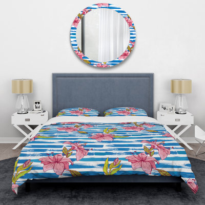 Blue/Red Microfiber 3 Piece Duvet Cover Set