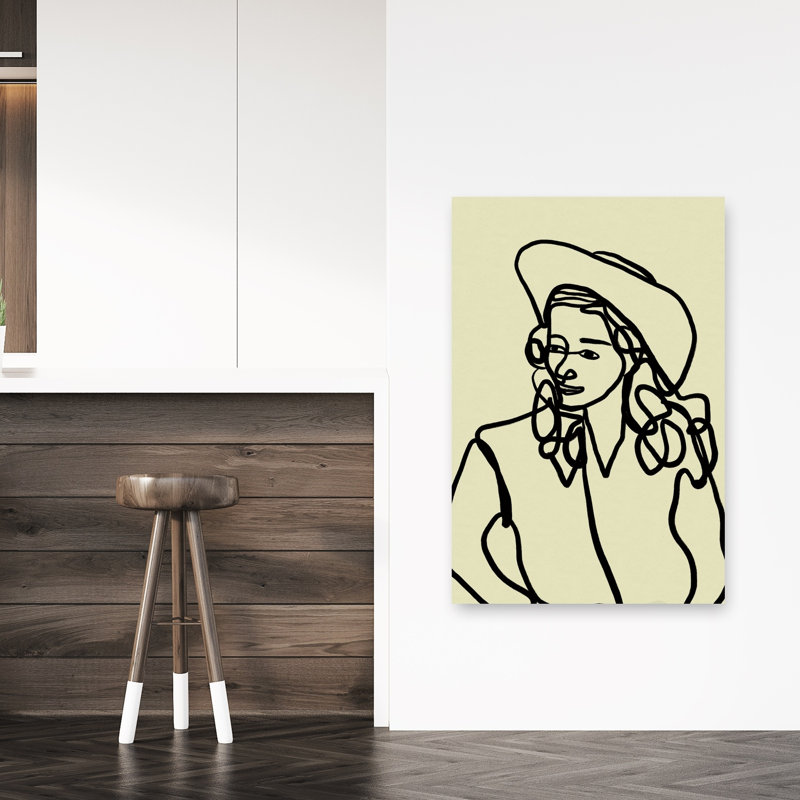 «Modern Cowgirl Line», impression élégante de portrait minimaliste moderne, 48" H x 32" W