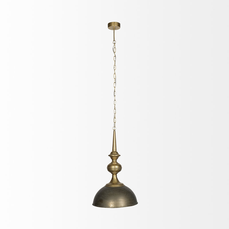 1 - Light Pendant, Silver/Antiqued Gold