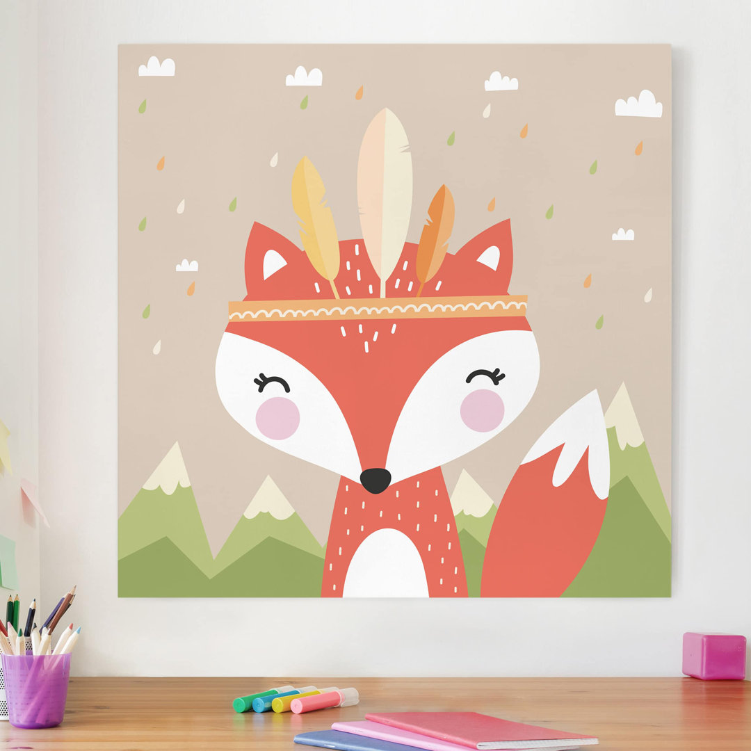 Leinwandbild Indian Fox Art Print